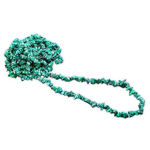 Malachite Pre Drilled Crystal Crushed Chips Beads for Bracelets Making, DIY Handmade Natural Healing Crystals (25 Inch Strand) - color: Malachite
