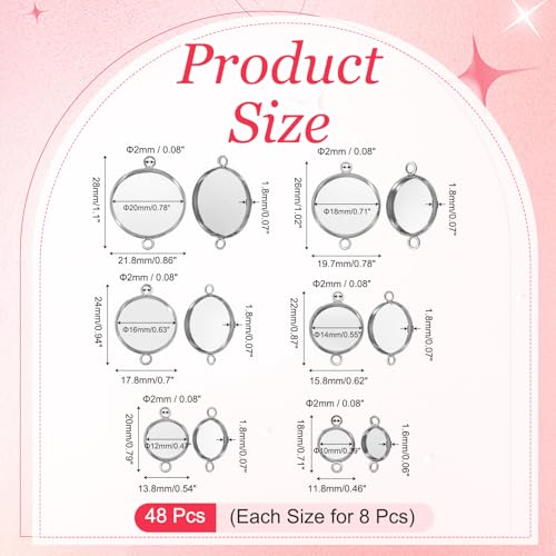 PATIKIL Pendant Trays for Jewelry Making, Blank Pendants Iron Double-hanging Bezel Settings Flat Base for Necklace Bracelet Charm - color: White Gold Tone
