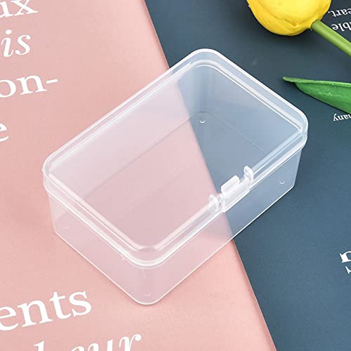20 Pack Rectangular Clear Plastic Storage Containers Box with Hinged Lid for Beads and Other Small Craft Items (3.35 x 2.17 x 1.38 inch) - size: 3.35 x 2.17 x 1.38 inch