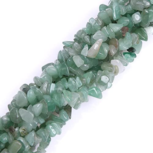 HAAMIIQII 5-8mm Natural Green Aventurine Chips Beads Irregular Chip Stones Loose Gemstone Energy Healing Beads for Jewelry Making Strand 30 Inch - color: Green Aventurine