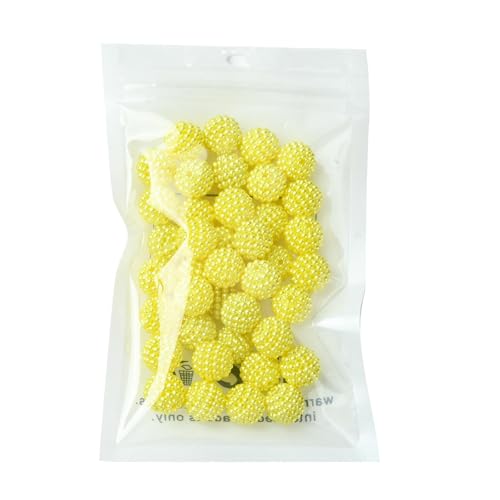 40pcs Round Acrylic Berry Beads, 12mm Large Chunky Bubblegum Beads Loose Spacer Ball Bead for Jewelry Making Earrings Necklaces Bracelets DIY Beading Crafts, Yellow - color: Yellow