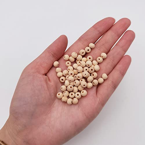 INSPIRELLE 4500pcs 6mm Natural Wood Beads Unfinished Round Wooden Loose Beads Wood Spacer Beads with 10M Jute Twine for Craft Making Home Decoration - size: 6mm