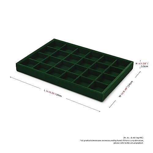 24 Girds Velvet Jewelry Ring Tray Earring Organizer Tray Jewelry Organizer Display Trays for Ring Earrings Storage (Green) - size: 24 Grid