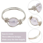 WEBBEDY Wire Wrapped Ring Making Kit, Jewelry Making Supplies Kit with 3-Color Jewelry Wire, Crystal Gemstone Beads, Mini Pliers Tools for Making 12 Sets Rings, 3 Styles Valentine's Day Unique Gift