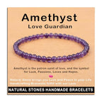 AD Beads Handmade Gemstone Stretch Elastic Bracelet Crystal Healing Reiki Nature's Beauty and Spiritual Essence Unisex - color: Amethyst (Love Guardian), size: 4mm