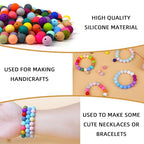 300pcs Silicone Beads for Keychain Making Kit 60 Colors Focal Rubber Round Mixed Color Silicone Beads Bulk for Pens, DIY Keychain,Necklace Bracelet Making Kit, Jewelry,Art Crafts