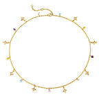 MTMY Beaded Necklaces for Women 14K Gold Plated Dainty Colorful Green/Rose Beaded Pearl Choker Necklace Delicate Boho Choker Necklace Jewelry Gift - style: CZ star tassel