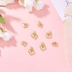 FASHEWELRY Real 18K Gold Plated Heart Charms Platinum Brass Pendants with Loop for Bracelets Necklace DIY Jewelry Making, Wedding, Mother's Day Festival Gifts - color: 1 color-gold