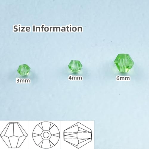 400pcs Bicone Crystal Beads 4mm Crystal Glass Faceted Beads for Necklace Bracelet Earrings DIY Jewelry Crafts Making Supplies(Light Green) - color: Light Green, size: 4mm
