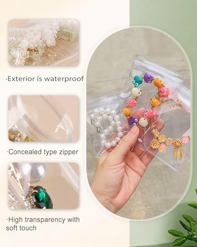 50Pcs Anti Tarnish Jewelry Bags Clear Pvc Jewelry Storage Pouches with Zipper Plastic Packing for Earrings (Pvc Bracelet Bags Large 5.12x5.12 in) - color: 50Pcs Pvc Bracelet Bags Large 5.12x5.12 in