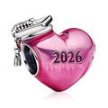 Mothers Day Birthday Number Love Family Friendship Graduation Auntie Grandma Dad Mom Charms for Pandora Bracelets Necklaces, Gifts Women, for Anniversary Valentines Christmas - style: Class of 2026 Graduation Pink Heart Charm