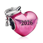 Mothers Day Birthday Number Love Family Friendship Graduation Auntie Grandma Dad Mom Charms for Pandora Bracelets Necklaces, Gifts Women, for Anniversary Valentines Christmas - style: Class of 2026 Graduation Pink Heart Charm
