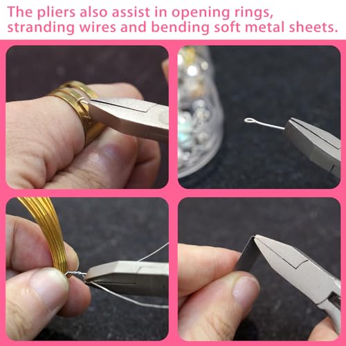 SPEEDWOX Mini Pink Nose Pliers, 3 Inch Duckbill Pliers for Jewelry Making, DIY Craft & Hobby Supplies - style: 3" Flat Nose Pliers