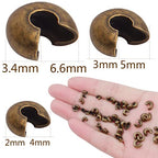 Aylifu 600pcs 3 Sizes Crimp Bead Knot Covers Metal Half Round Open Crimp Beads Covers for DIY Jewelry Making Bead Chain Positioning, Antique Bronze - color: Bronze(0.12/0.15/0.19inch)