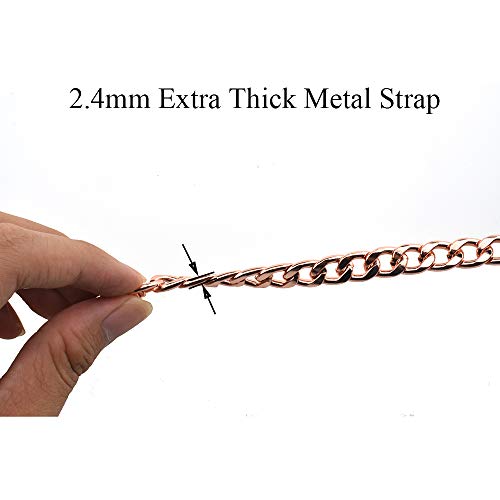 HAHIYO Rose Gold Purse Chain Strap 15.7 inches - Comfortable Flat 0.4' Wide, 2.4mm Thick Metal Strap for Shoulder, Cross Body, Sling, Handbag, Clutch - 1 Pack - size: Rose Gold 15.7 inches