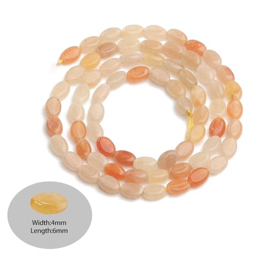70pcs Natural Yellow Aventurine Stone Beads，4x6mm Egg Shape Loose Gemstone Beads for Jewelry Making Design Earring Necklace - color: yellow aventurine