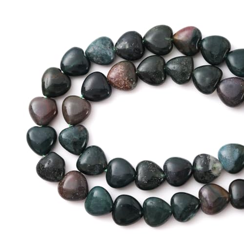 10mm Natural Indian Agate Stone Beads Heart Shape DIY Loose Gemstone Energy Healing Crystal Charms for Jewelry Making Handmade - color: Indian Agate