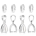 Pendant Clasp, 8Pcs 925 Sterling Silver Bails for Jewelry Making, Slider Necklace Pendant Connectors Charms Pinch Clip Pendant Clasp with Open Loop, Sterling Silver Jewelry Findings Making Supplies - color: 8PcsB