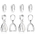 Pendant Clasp, 8Pcs 925 Sterling Silver Bails for Jewelry Making, Slider Necklace Pendant Connectors Charms Pinch Clip Pendant Clasp with Open Loop, Sterling Silver Jewelry Findings Making Supplies - color: 8PcsB