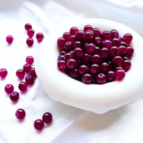 Jabrand 145pcs Glass Beads, 8mm Glass Beads for Barcelet and Jewelry Making DIY Crafts (Burgundy) - color: Burgundy