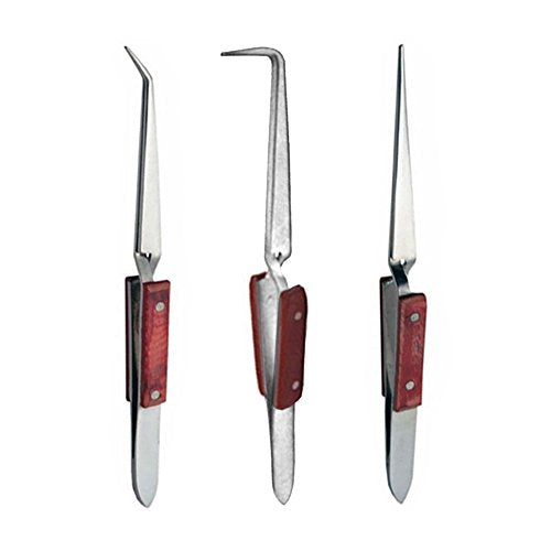 Soldering Tweezers Set – Cross Lock Fiber Grip Tools for Electronics, Jewelry & RV Water Pump Repair – 6.5" 45° & Straight + 6" 90° Angled Solder Tweezers – 3 Pc Bundle