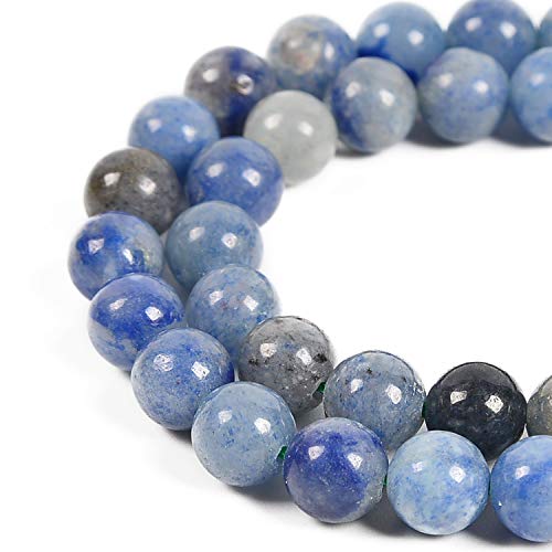 36pcs 10mm Natural Blue Aventurine Gemstone Round Spacer Loose Stone Beads for Jewelry Making 15.5" 1 Strand (Blue Aventurine, 10mm 36Beads) - color: Blue Aventurine, size: 10mm 36Beads