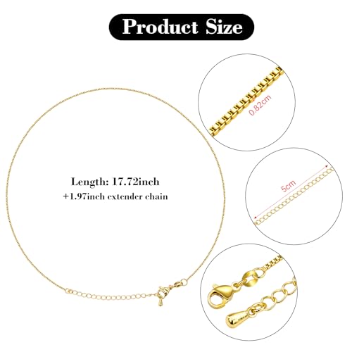 10PCS 18 Inches Adjustable 18K Gold Plated Necklaces Bulk Small Box Necklace Chain for Women - color: Gold Box