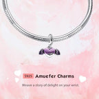 S925 Bead Dangle Charms for Bracelets Necklaces, Compatible with Pandora, Jewelry Making - style: Bat Charms Purple