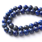 35PCS 10MM Lapis Stone Beads Natural Gemstone Bead Crystal Healing Energy Jewelry Making DIY 15 inches - color: Lapis stone beads, size: 10mm