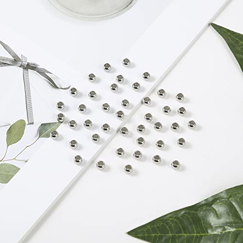 60 Pcs 304 Stainless Steel Smooth Round Spacer Beads 3.5mm Hole,Seamless Loose Beads for DIY Bracelet Jewelry Making Findings 6mm - color: steel, size: 6*3.5mm