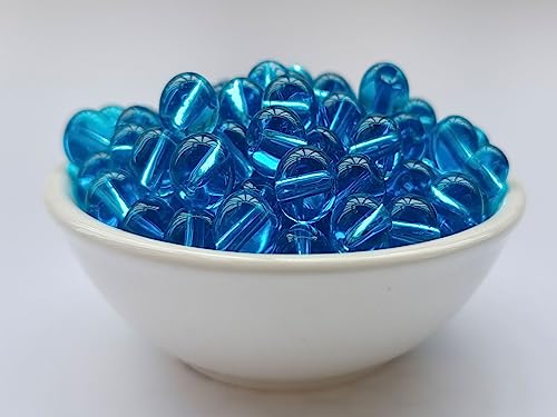 Glass Beads 8mm 100pcs Round Smooth Loose Beads for Bracelet Necklace Jewelry Making Craft DIY （8mm, 50804 Lake Blue） - color: Lake Blue, size: 8mm