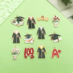 24pcs Alloy enamel graduation season set graduation hat diploma academic dress bouquet Pendant Jewelry Making DIY Keychain Earrings Pendant Various Design Charms for Jewelry Making Bracelets Necklace (SN722) - color: SN722