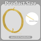BENECREAT 65.6 Feet 23 Gauge(0.6mm) Brass Craft Jewelry Wire Gold Artistic Beading Wire Tarnish Resistant Copper Wire for Jewelry Beading Craft Making Ring Earrings DIY - size: 23 Gauge