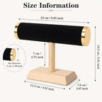 Wooden Watches Display tower Base Watch Necklace Bracelet Organizer Rack Bangle Scrunchie Headband Showcase tower (Velvet Round Black, 1-tiered) - color: Round Velvet Black