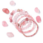 Vinswet 4pcs Beaded Bracelets for Women,Natural Healing Crystal Gemstones Bracelet,Anxiety Stress Relief Bracelet Handmade purple Jewelry Gifts for Women - color: Rhodochrosite&Watermelon crysta&Rose Quartz