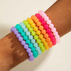 Colorful Stackable Resin Beaded Bracelets Set for Women Dainty Neon Clear Acrylic Beads Stretchable Bracelet Pack Trendy Transparent Round Balls Jewelry - color: Colorful1