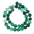 37Pcs Natural Crystal Beads Stone 10mm Green Stripe Onyx Agates Gemstone Round Loose Energy Healing Beads for Bracelet Necklace Earrings Jewelry Making - color: Green, size: 10MM