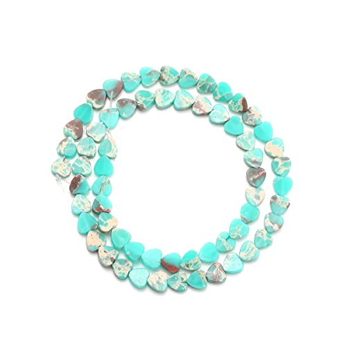 6mm Natural Green Imperial Jasper Stone Beads Heart Shape Cute Fine Gems Spacer Beads Fit Jewelry Making DIY Exquisite Necklace Bracelet Accessory - color: Green Imperial Jasper