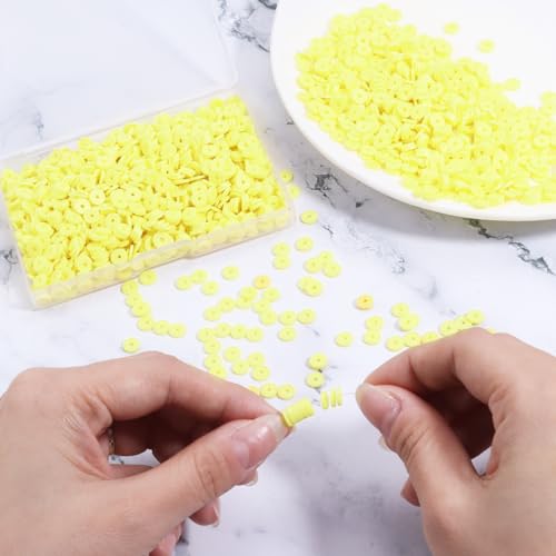 Polymer Clay Beads, 6mm Heishi Bead for Jewelry Bracelets Necklace Making 1000PCS - color: Neon green