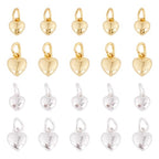 FASHEWELRY Real 18K Gold Plated Heart Charms Platinum Brass Pendants with Loop for Bracelets Necklace DIY Jewelry Making, Wedding, Mother's Day Festival Gifts - color: Golden & Silver