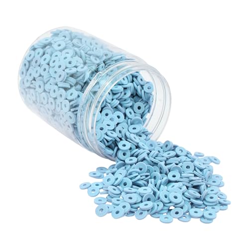 Mandala Crafts Light Blue Heishi Beads 6mm – 3000 Flat Polymer Disc Clay Beads for Adult Jewelry Making Spacer Beads, Bracelets, Necklaces, and Earrings - color: Light Blue, size: 6mm 3000 PCs