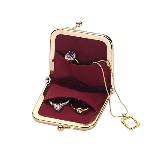 Royal Bagger Mini Ultra-Thin Jewelry Box & Kiss Lock Purse – Signature Coated Canvas, Women's Essential 8120 (Coffee) - color: Coffee
