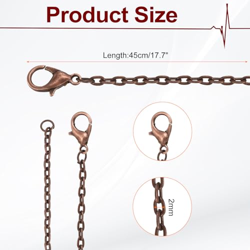 HARFINGTON 20 Pack 18 Inch Necklace Chains Bulk 2mm Red Copper Plated Cable Chains with Lobster Clasps for Jewelry Making - color: Red Copper, size: 18 Inch x 2mm