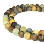 ABCGEMS Velvet-Matte-Finished Russian Flower Jade Beads (Enhance The Stone's Inherent Texture and Nature Hues with a Non-Glare Aesthetic) Smooth Round 8mm (Non-Shiny) - color: Flower Jade