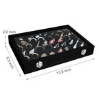 Siveit Velvet Jewelry Tray 48 Grid Jewelry Display Tray Organizer Box with Transparent Lid Rings Earrings Necklaces Pendants Display Box Suitable for Women and Girls (Black) - color: Black