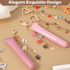 428Pcs Charms Lip Gloss Keychain Making Kit, DIY Bag Charm Kit with 25 Keychain Clips 25 Extender Chain 140 Charms Jewelry Plier & Beading Accessories, Jewelry Making Kit for Custom Keychains Gifts