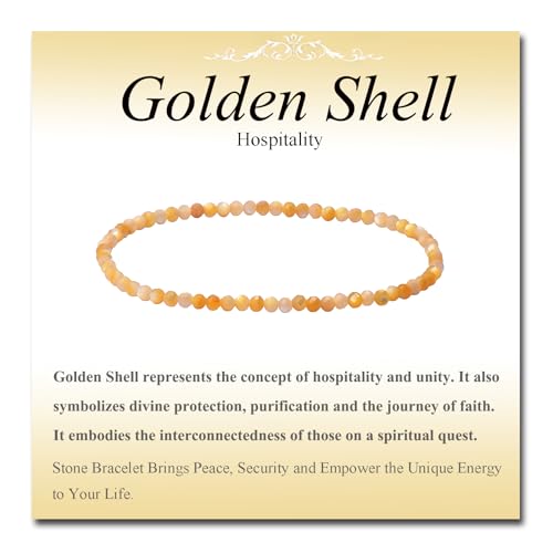 MASSIVE BEADS Natural Genuine Gemstone Beads Healing Crystal Chakra Reiki Jewelry Faceted Round Beads Bracelets 3mm - color: Golden Shell