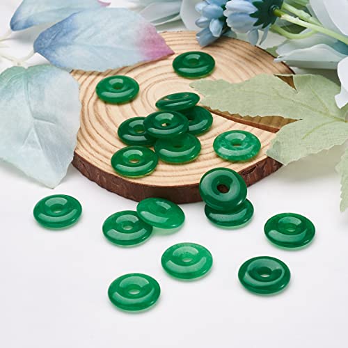 FASHEWELRY 10Pcs Natural Jade Donut Disc Gemstone Pendants 24-25mm Large Hole Healing Chakra Polished Stone Flat Round Bead Charms for Jewelry Making Hole: 5mm - color: 24~25mm, Jade, Green