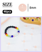 8mm Glass Beads 46PCS Glass Beads for Jewelry Making Charm Round Loose Bead for Bracelet Making Kit (Pink Glass) - color: Pink Glass