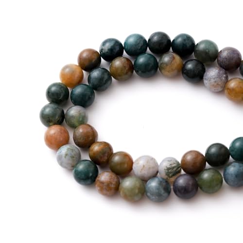 6mm 60pcs DIY Natural Indian Agate Stone Beads Round Healing Crystal Gemstone Loose Beads for Jewelry Making Handmade Bracelet Necklace - color: Indian Agate, size: 6mm